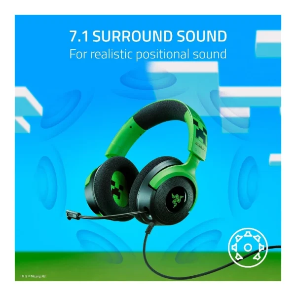 Razer Kraken V4 X Minecraft Edition — Audífonos alámbricos, multiplataforma, Chroma RGB - Verde - Imagen 4