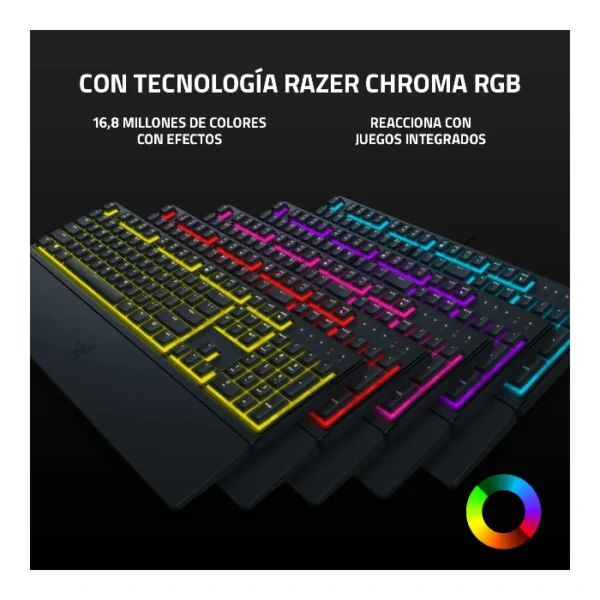 Razer Ornata V3 X — Teclado gaming, español, USB, Membrana, RGB Chroma - Negro - Imagen 7