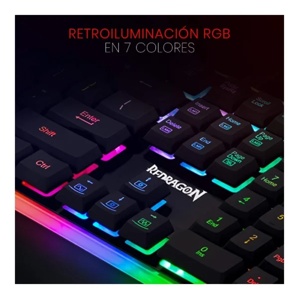 Redragon Dyaus 2 K509 — Teclado membrana, alámbrico, español, negro | K509RGB-SP - Imagen 4