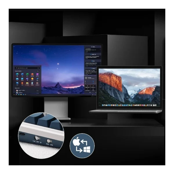 Redragon EISA PRO K686 — Teclado Mecánico RGB, inalámbrico USB/BT/2.4GHZ, español, blanco/negro | K686RGB-PRO - Imagen 8