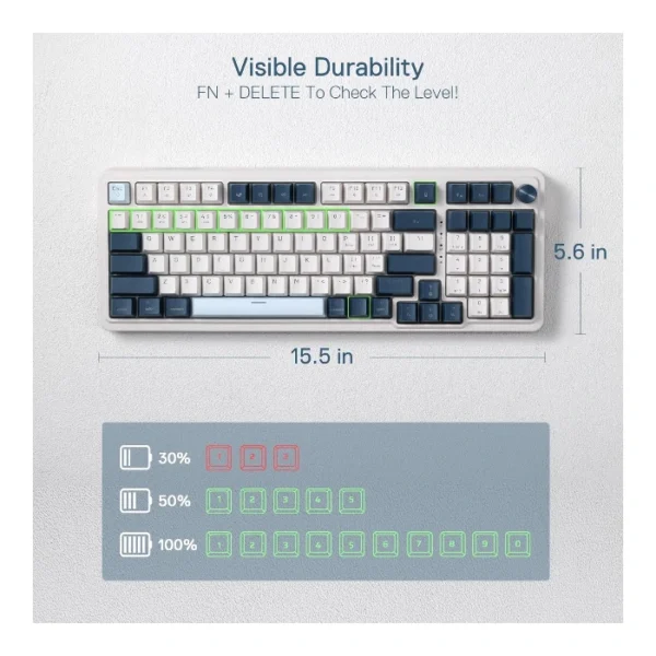 Redragon EISA PRO K686 — Teclado Mecánico RGB, inalámbrico USB/BT/2.4GHZ, español, blanco/negro | K686RGB-PRO - Imagen 7
