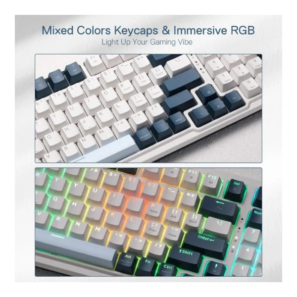 Redragon EISA PRO K686 — Teclado Mecánico RGB, inalámbrico USB/BT/2.4GHZ, español, blanco/negro | K686RGB-PRO - Imagen 4