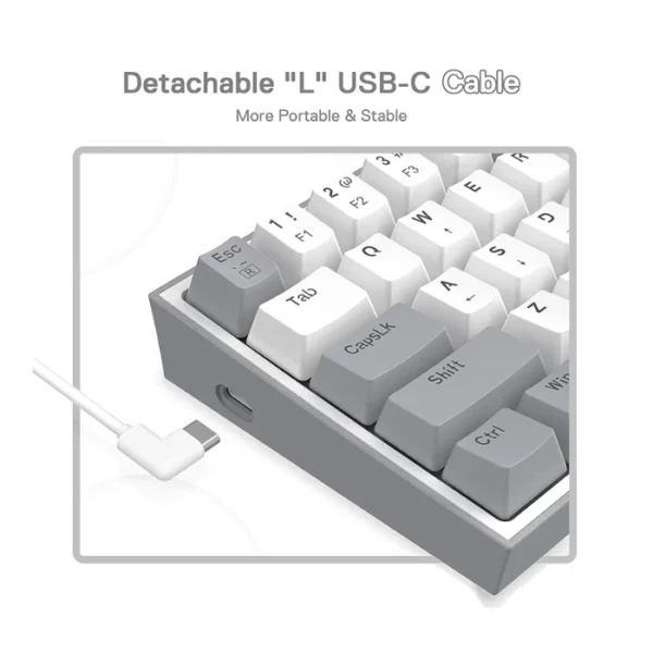 Redragon K616 Fizz Pro WH/GR — Teclado Mecánico 60% RGB, inalámbrico BT/2.4 GHz, blanco/gris | K616 RGB FIZZ PRO WT/GREY - Imagen 5