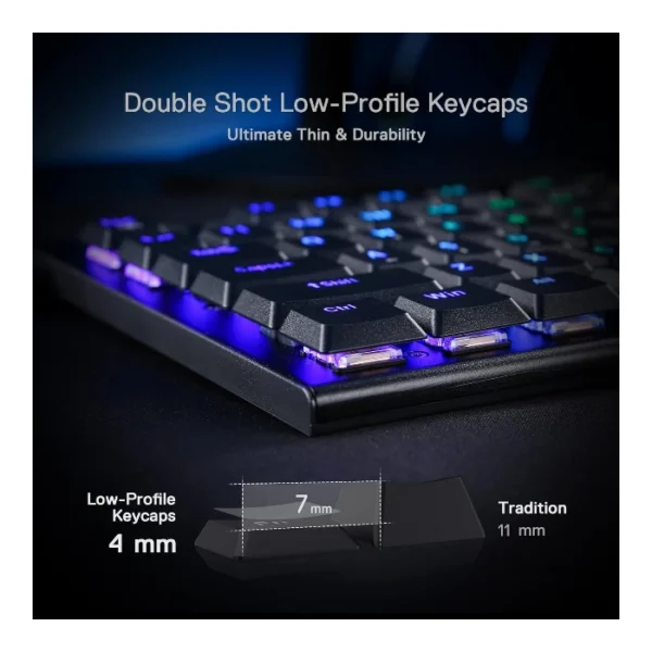 Redragon Horus FS K619 — Teclado mecánico, alámbrico, RGB, español, negro | HORUS FS K619 - Imagen 3