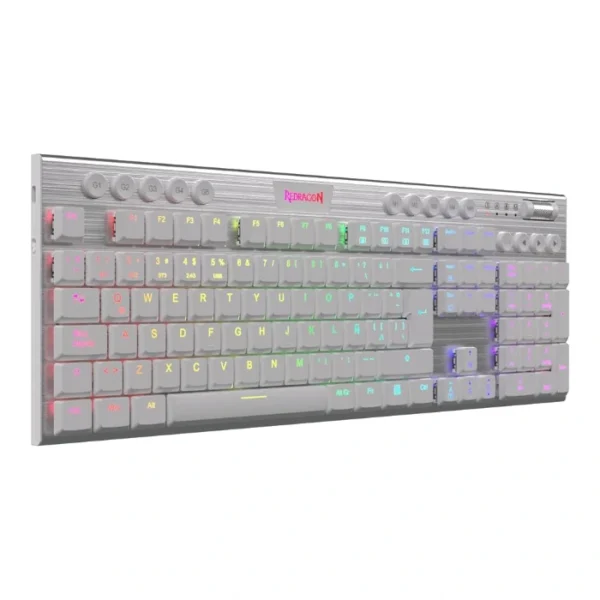 Redragon Horus FS K619 White — Teclado mecánico, alámbrico, RGB, español, blanco | HORUS FS K619W - Imagen 2