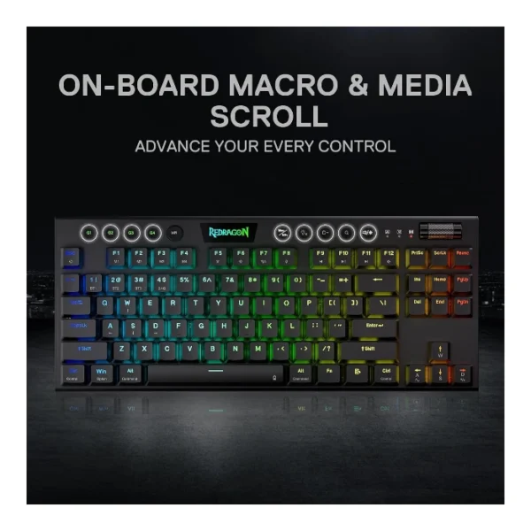 Redragon Horus TKL K621  — Teclado mecánico TKL, inalámbrico, trimode 2.4GHz/BT/Dongle, RGB, Switch Rojo, español, negro | HORUS TKL K621 - Imagen 6