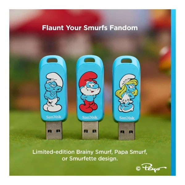 SanDisk 128GB Papa Smurf Edition — Memoria USB | USB-A | USB 3.2 Gen 1 | Azul - Imagen 4