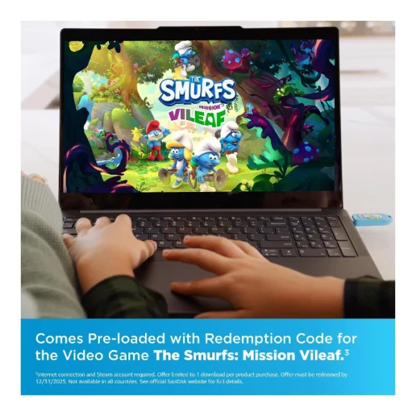 SanDisk 128GB Papa Smurf Edition — Memoria USB | USB-A | USB 3.2 Gen 1 | Azul - Imagen 3