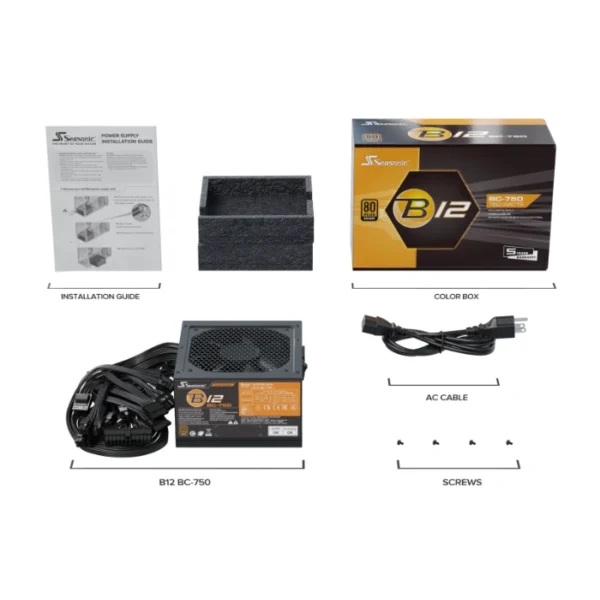 Seasonic B12 BC-750 750W Bronze — Fuente de Poder ATX, No modular | B12BC-750 - Imagen 7