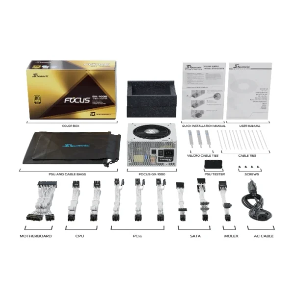 Seasonic FOCUS GX-850 White Edition Gold — Fuente de Poder ATX, Full modular | WHITE SSR-850FX - Imagen 4