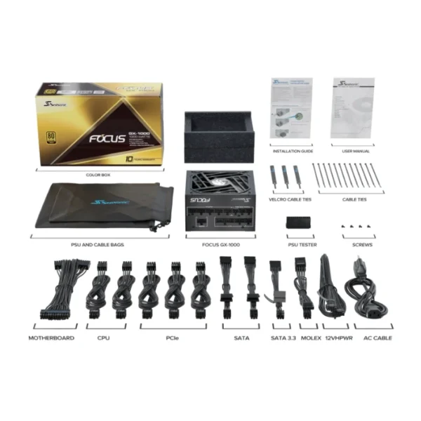 Seasonic FOCUS V3 GX-1000 PCIE5 1000W Gold — Fuente de Poder ATX, Full modular | SSR-1000FX3 - Imagen 4