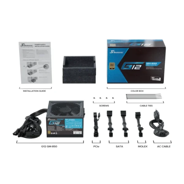 Seasonic G12 GM-850 850W Gold — Fuente de Poder ATX, Semi-Modular | G12GM-850 - Imagen 7