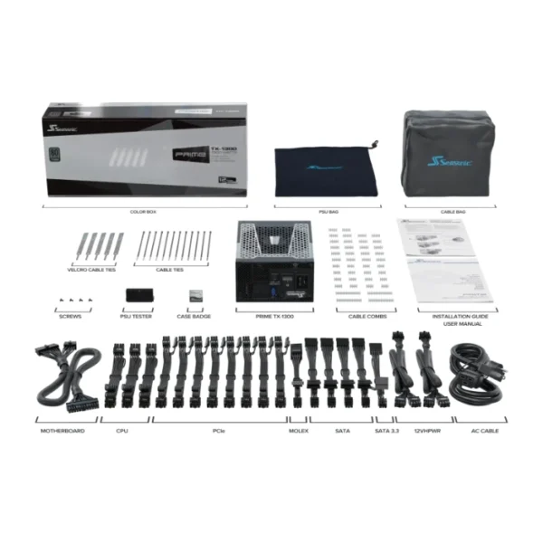 Seasonic Prime TX-1300 PCIE5 1300W Titanium — Fuente de Poder ATX, Full modular | R-PRIME-TX-1300-A1 - Imagen 3