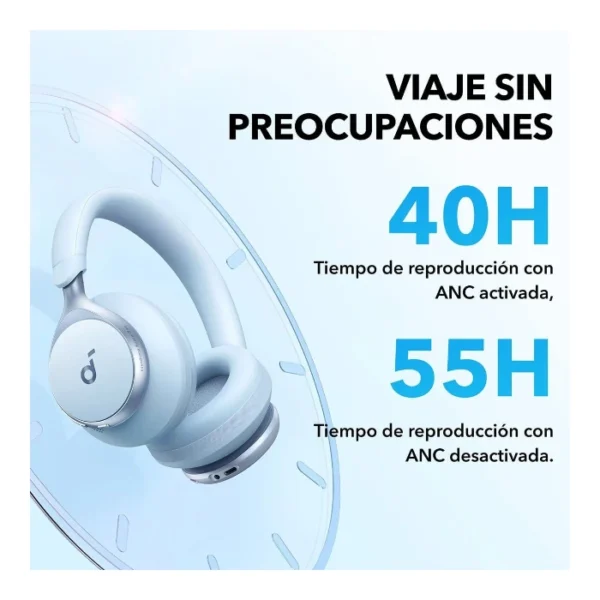 Soundcore Space One — Audífonos inalámbricos | Bluetooth 5.3 | cancelación activa de ruido - Celeste - Imagen 2