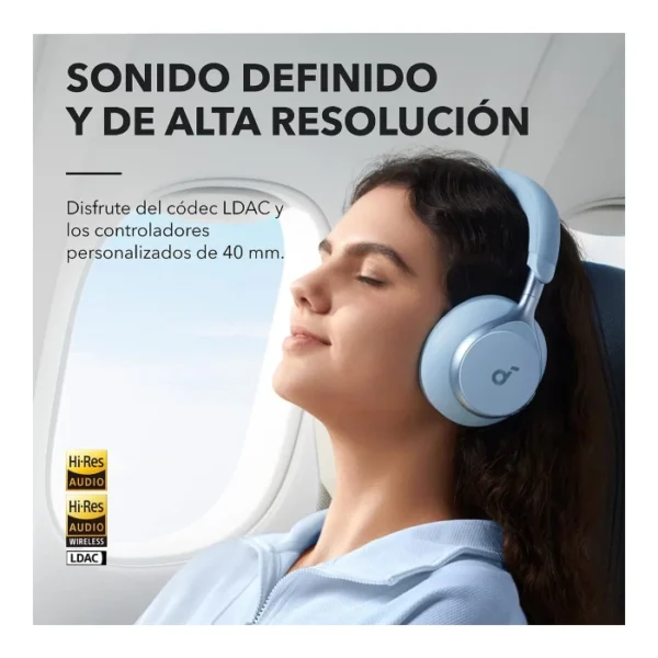 Soundcore Space One — Audífonos inalámbricos | Bluetooth 5.3 | cancelación activa de ruido - Celeste - Imagen 4
