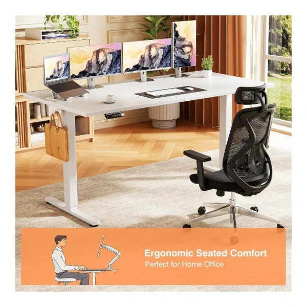 SweetCrispy Electric Standing Desk — 55" x 24", Escritorio eléctrico de altura ajustable, Blanco | No se entrega armado - Imagen 7
