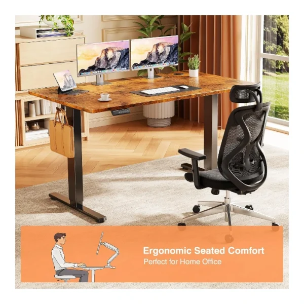 SweetCrispy Electric Standing Desk — 48" x 24", Escritorio eléctrico de altura ajustable, Marrón | No se entrega armado - Imagen 7