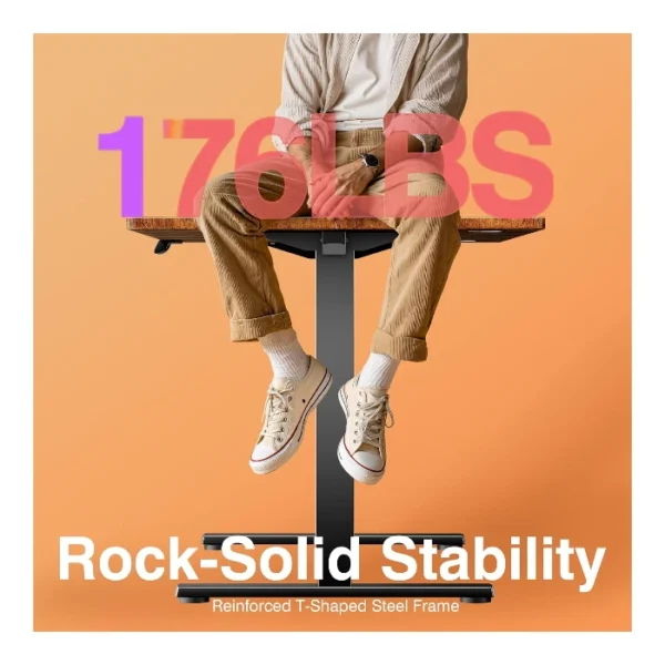 SweetCrispy Electric Standing Desk — 48" x 24", Escritorio eléctrico de altura ajustable, Marrón | No se entrega armado - Imagen 5