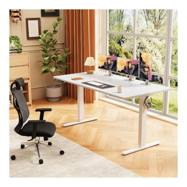 SweetCrispy Electric Standing Desk — 55" x 24", Escritorio eléctrico de altura ajustable, Blanco | No se entrega armado - Imagen 2