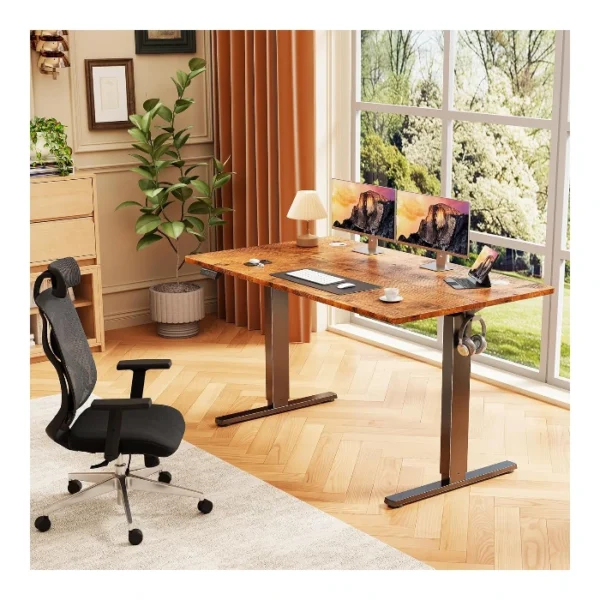 SweetCrispy Electric Standing Desk — 48" x 24", Escritorio eléctrico de altura ajustable, Marrón | No se entrega armado - Imagen 2