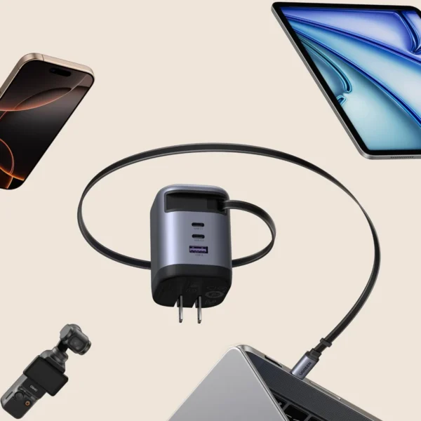 UGREEN Nexode Pro 100W X616 —  Cargador de pared, GAN con cable retráctil, gris | 65827 - Imagen 2
