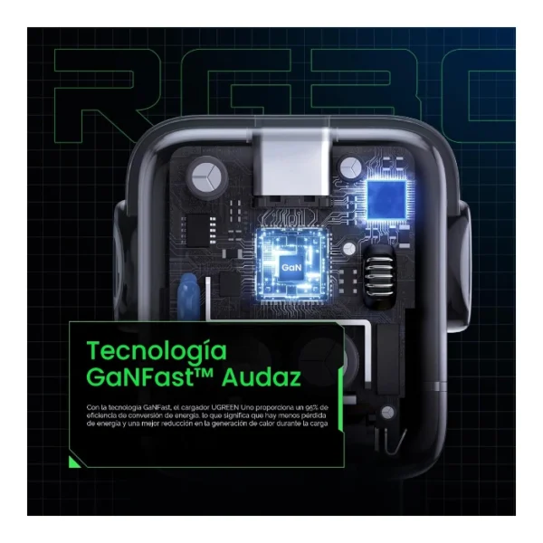 UGREEN Uno 30W — Cargador de carga rápida GaN, 1 puerto USB-C - Negro - Imagen 8