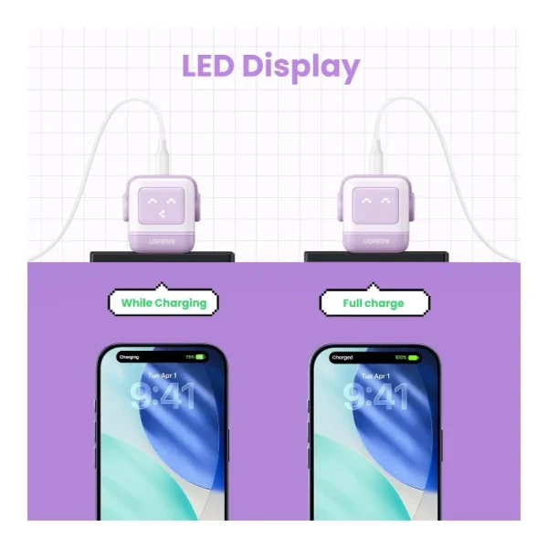 UGREEN Uno 30W — Cargador de carga rápida GaN, 1 puerto USB-C - Lila - Imagen 4