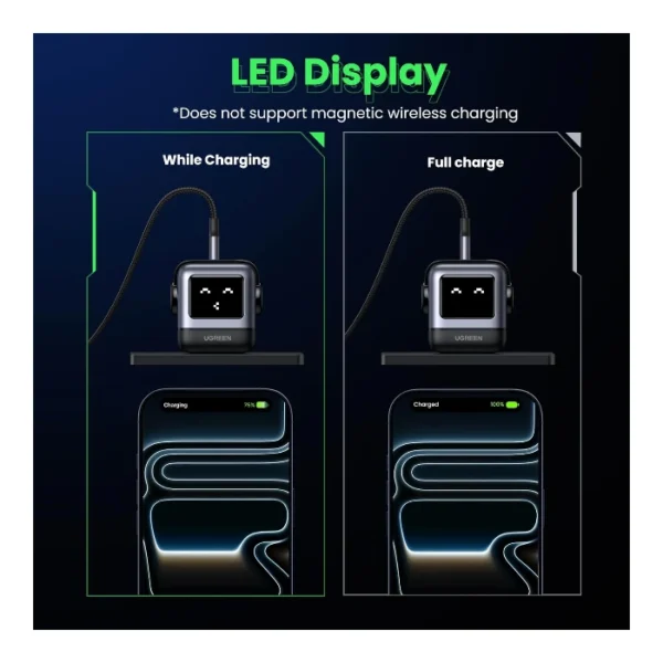 UGREEN Uno 65W — Cargador de 3 puertos GaN, carga rápida, 2 puertos USB-C, 1 puerto USB-A - Negro - Imagen 7