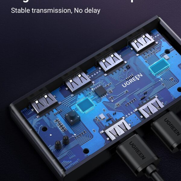 UGREEN US216 — Hub KVM, 2 entradas, 4 salidas USB-A, 6 puertos 480Mbps, incluye 2 cables USB-A 3.0, negro | 30768 - Imagen 5