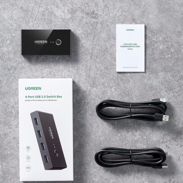 UGREEN US216 — Hub KVM, 2 entradas, 4 salidas USB-A, 6 puertos 480Mbps, incluye 2 cables USB-A 3.0, negro | 30768 - Imagen 7