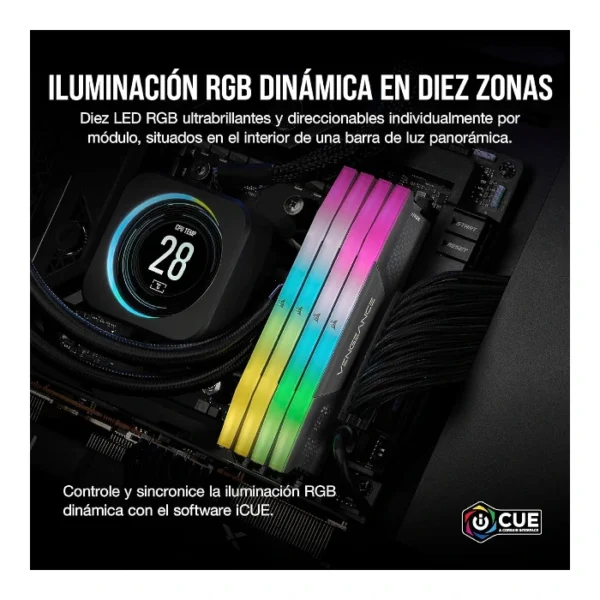 CORSAIR Vengeance RGB 16GB DDR5 6000MHZ CL36 DIMM | CMH16GX5M1E6000Z36 - Imagen 4