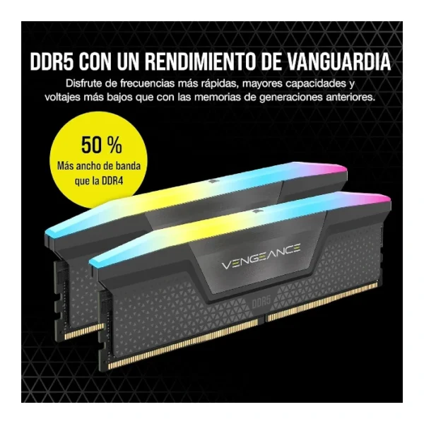 CORSAIR Vengeance RGB 16GB DDR5 6000MHZ CL36 DIMM | CMH16GX5M1E6000Z36 - Imagen 3