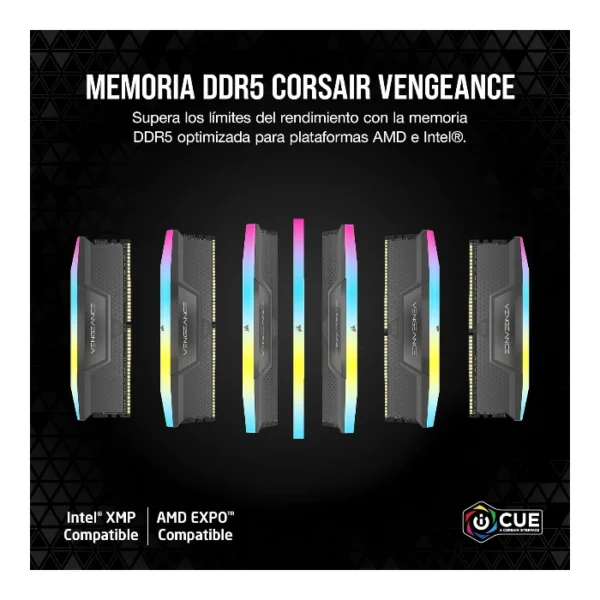 CORSAIR Vengeance RGB 16GB DDR5 6000MHZ CL36 DIMM | CMH16GX5M1E6000Z36 - Imagen 2