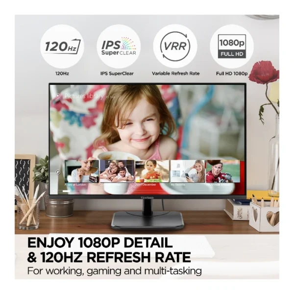 Viewsonic VA2456-MHD Monitor 24" FHD IPS 120Hz, Adaptive Sync, HDMI/DisplayPort/VGA, altavoces integrados - Imagen 2