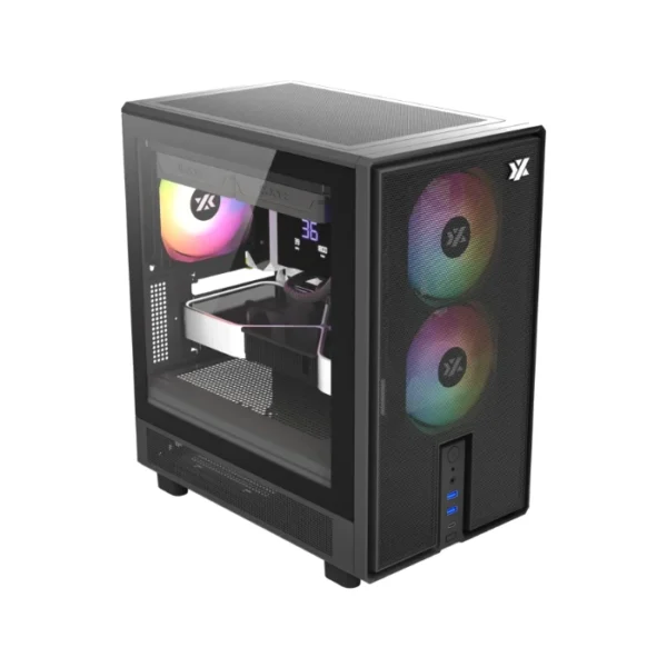 XYZ Atom — Caja microATX, 3 Fans 120mm ARGB, controlador - Negro - Imagen 3