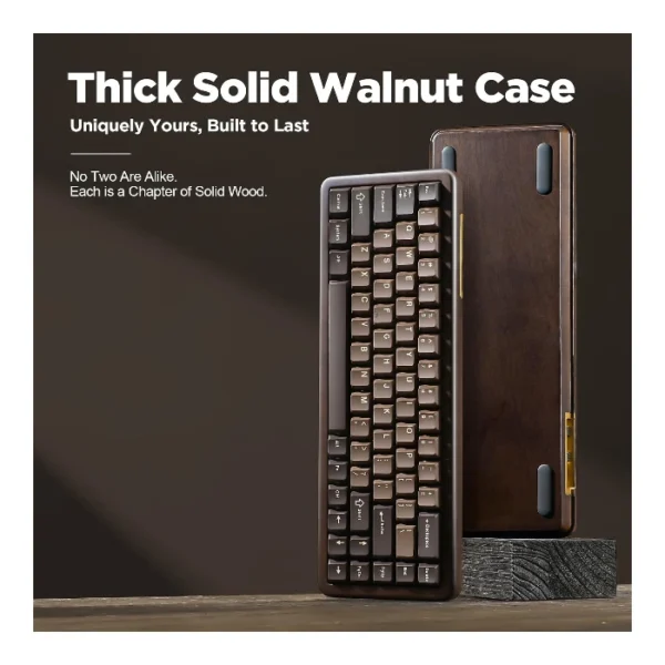 YUNZII WOOD68 — Teclado mecánico 65% inalámbrico, RGB, trimodo BT/2.4G/USB-C, Linear Switch, Café | WOOD68 - Imagen 8